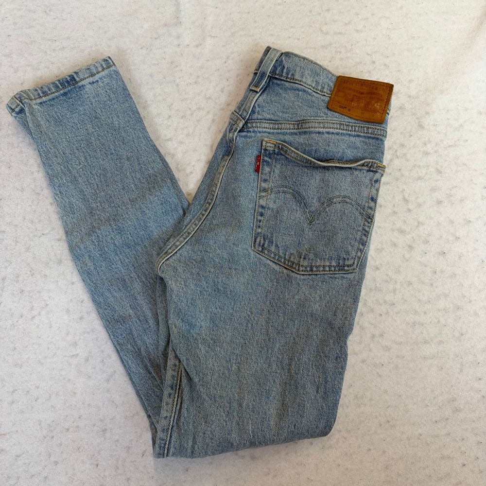 Levi's 501 S Jeans Womens 25 Light Blue Skinny High Rise Button Fly